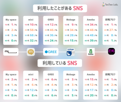 利用経験のあるSNS（mixiなど）