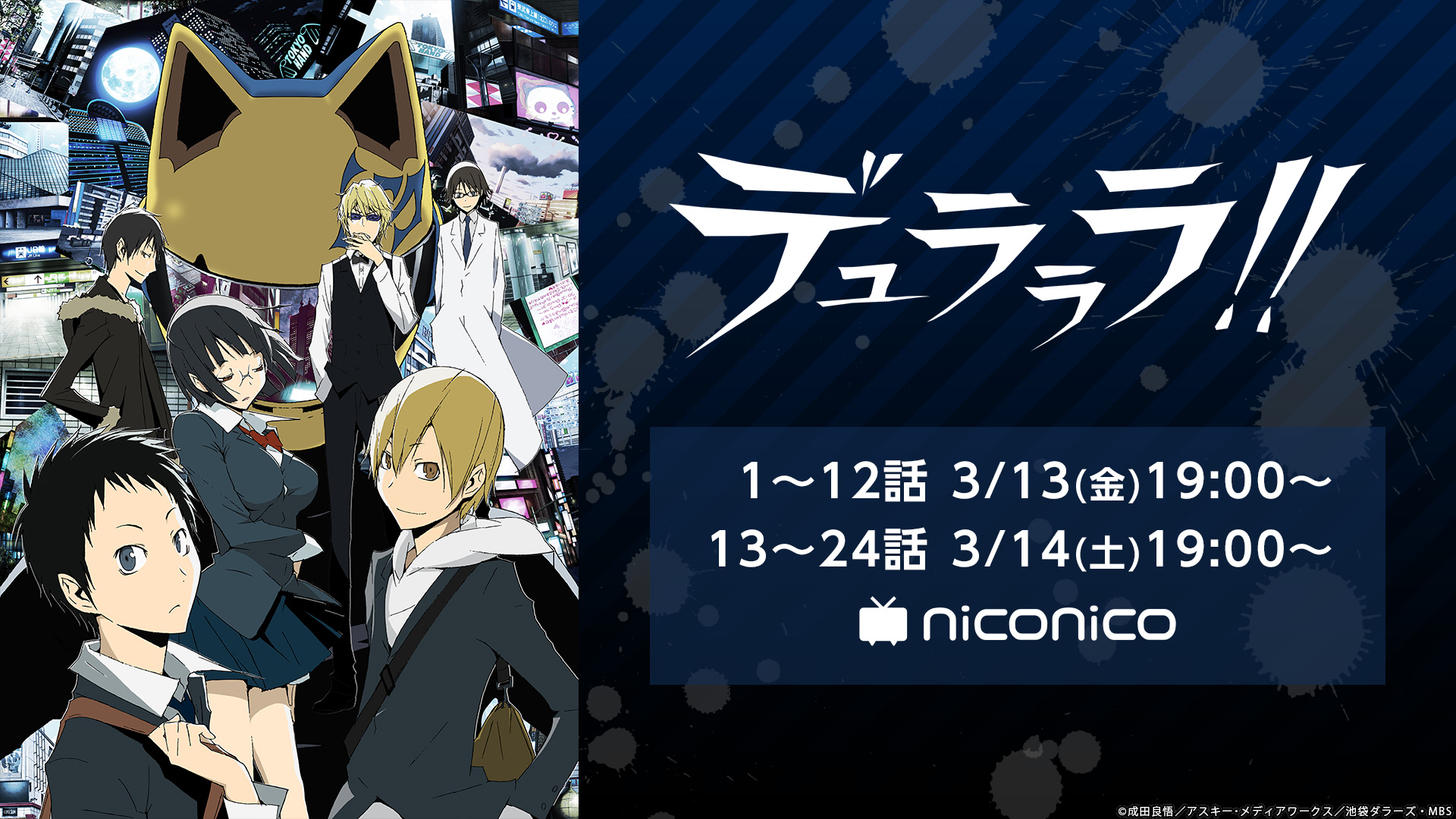 TVアニメ『デュラララ‼』全話一挙放送決定！舞台公演決定記念としてニコニコ生放送にて実施