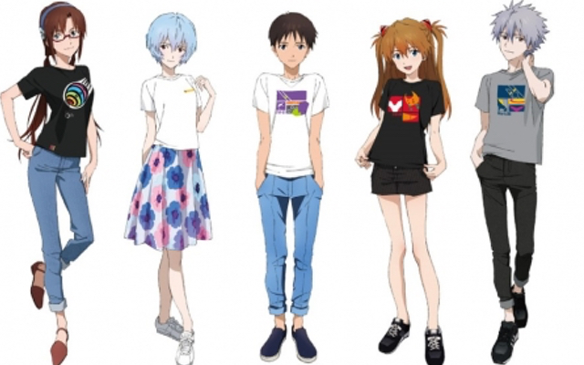 『エヴァ』限定Tシャツの販売イベント開催！ポップな服装が可愛い5人のパイロットの描き下ろしも