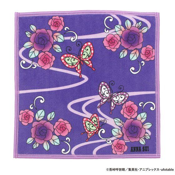 鬼滅の刃×ANNA SUI マイクロファイバーハンカチ　胡蝶姉妹　パープル