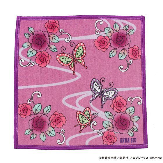 鬼滅の刃×ANNA SUI マイクロファイバーハンカチ　胡蝶姉妹　ピンク