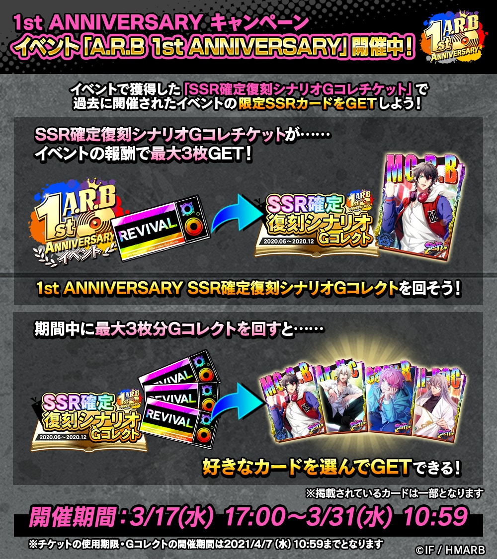 「ヒプノシスマイク -Alternative Rap Battle-」1st ANNIVERSARYキャンペーン　イベント「A.R.B 1st ANNIVERSARY」