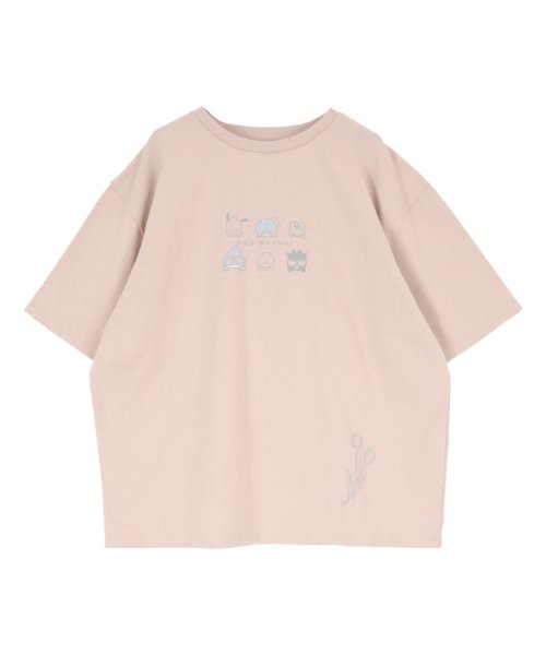 「はぴだんぶい×titivate」はぴだんぶいプリントオーバーTシャツ ピンクベージュ