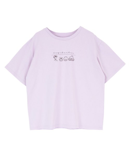 「はぴだんぶい×titivate」はぴだんぶいプリントTシャツ ライトパープル