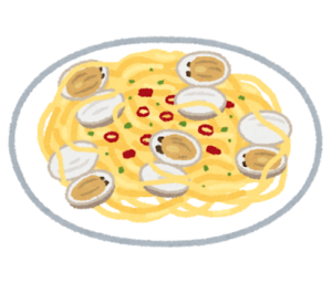 ボンゴレビアンコのイラスト（パスタ）