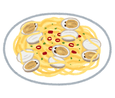 ボンゴレビアンコのイラスト（パスタ）