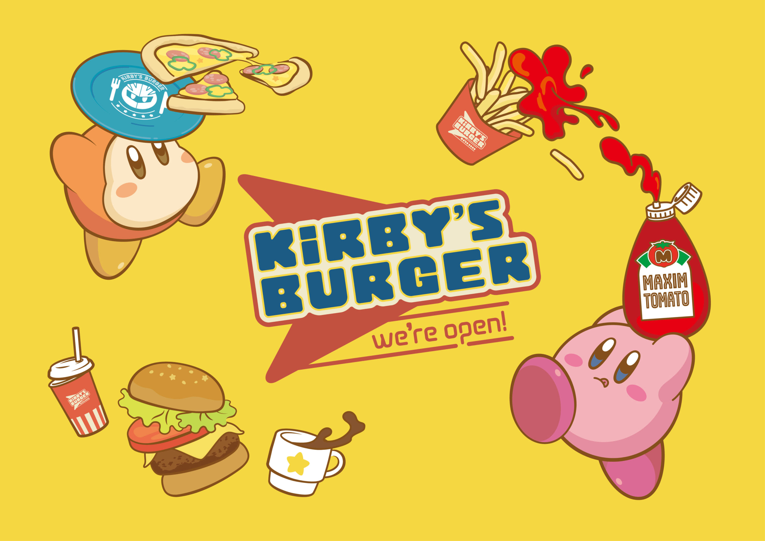 「一番くじ 星のカービィ KIRBY'S BURGER」メインアート カービィ＆ワドルディ