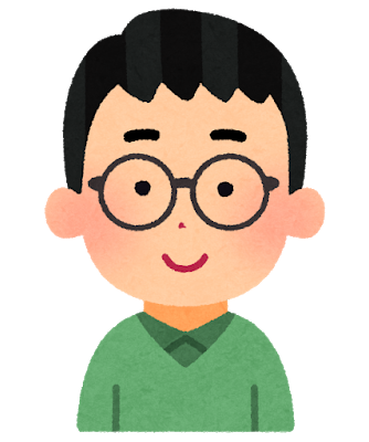 眼鏡をかけた男性のイラスト（丸メガネ）