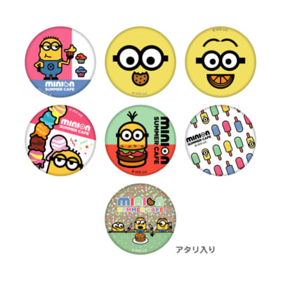 「MINION SUMMER CAFE」ガチャガチャ 缶バッジ（全７種）