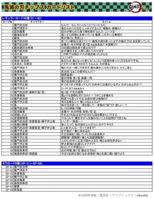 「鬼滅の刃チップス」カードラインナップ