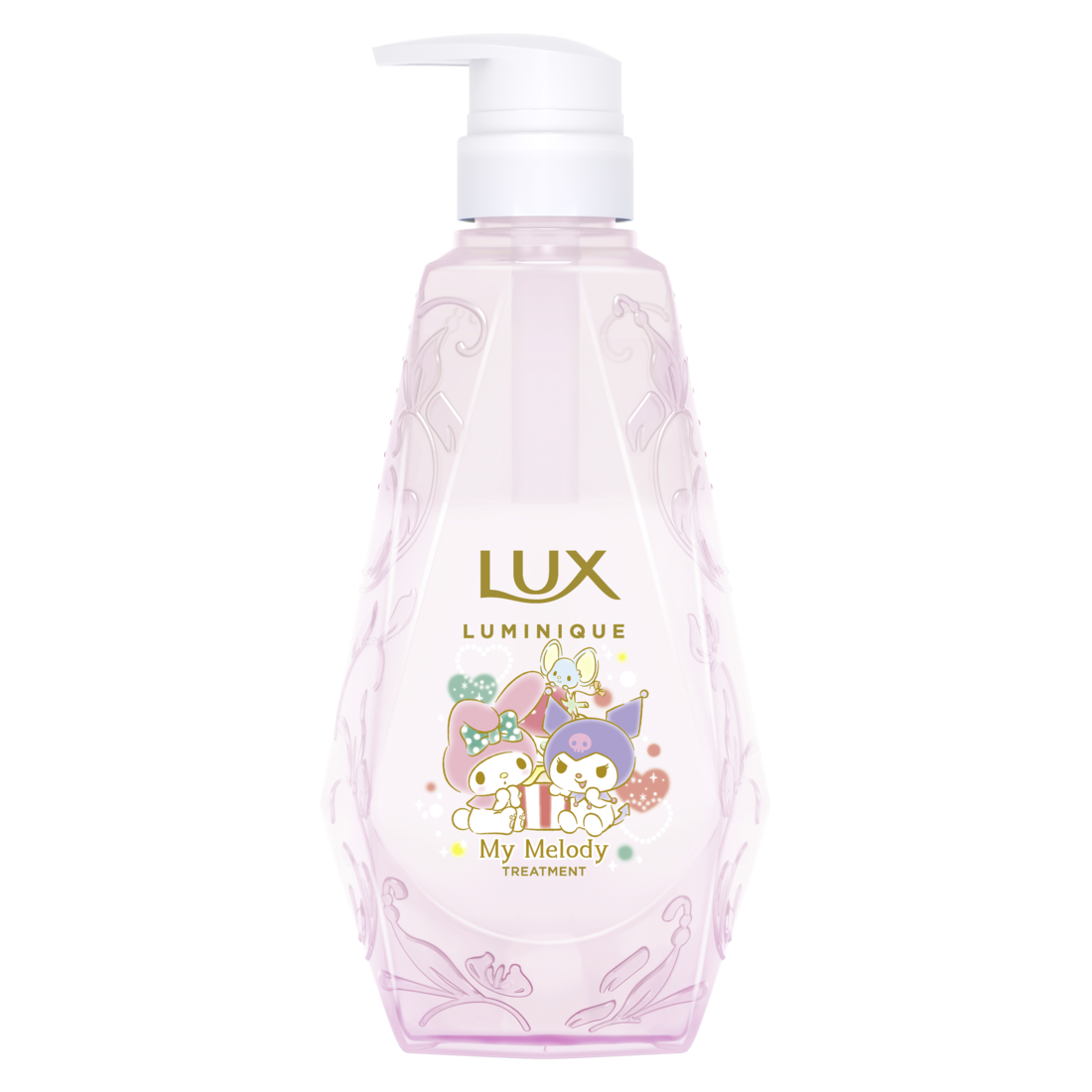 「サンリオ×LUX」コラボ第4弾：ラックス ルミニーク ハピネスブルーム サンリオキャラクターズコラボ お試し容量ポンプペア・ボトル画像２