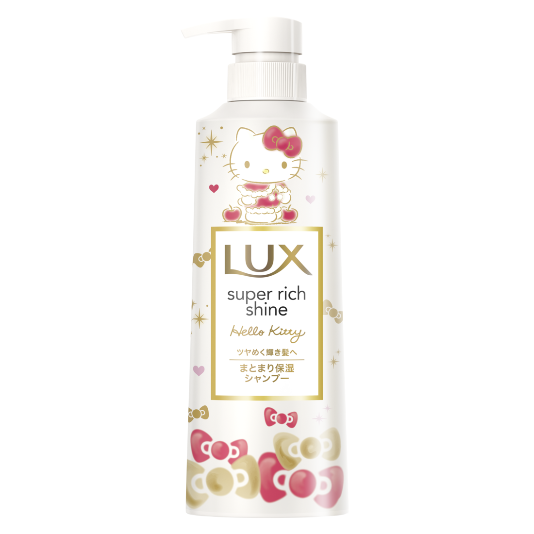 「サンリオ×LUX」コラボ第4弾：ラックススーパーリッチシャイン ポンプペア・シャンプー 