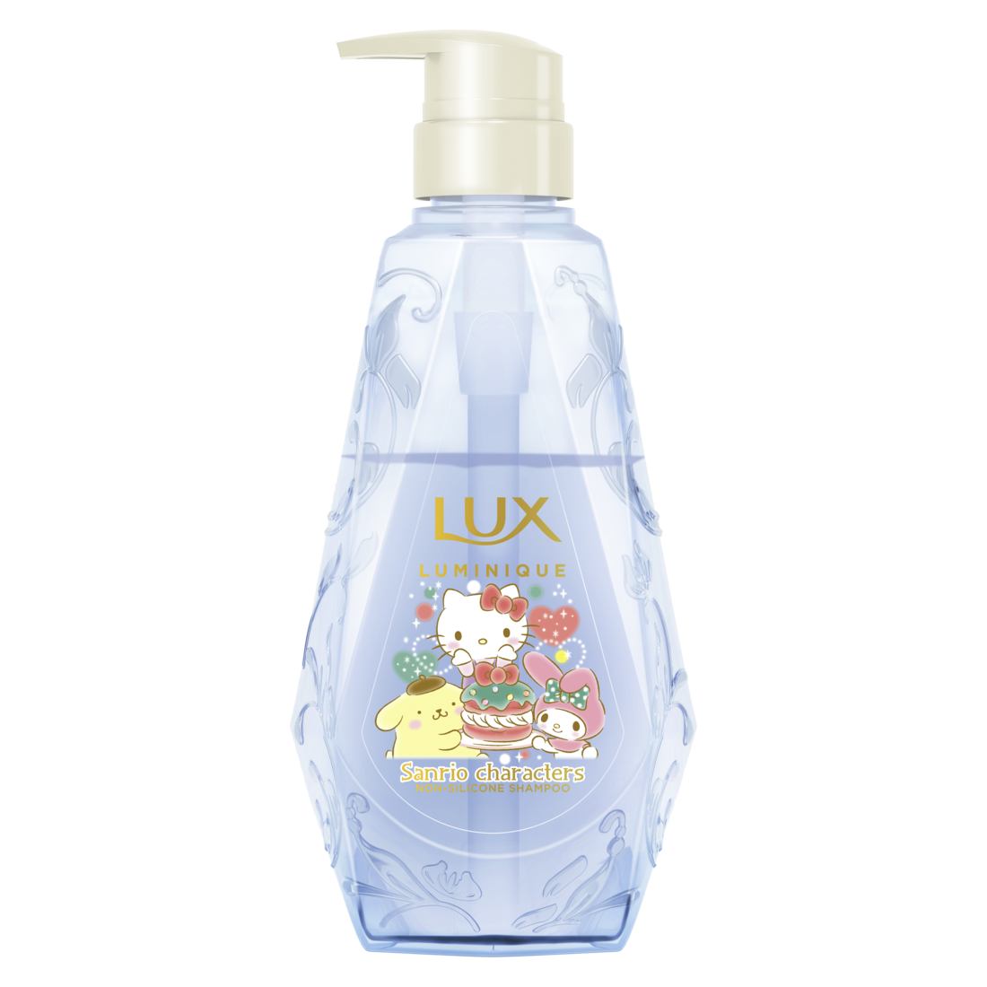 「サンリオ×LUX」コラボ第4弾：ラックス ルミニーク エクストラモイスト サンリオキャラクターズコラボ お試し容量ポンプペア・ボトル画像1