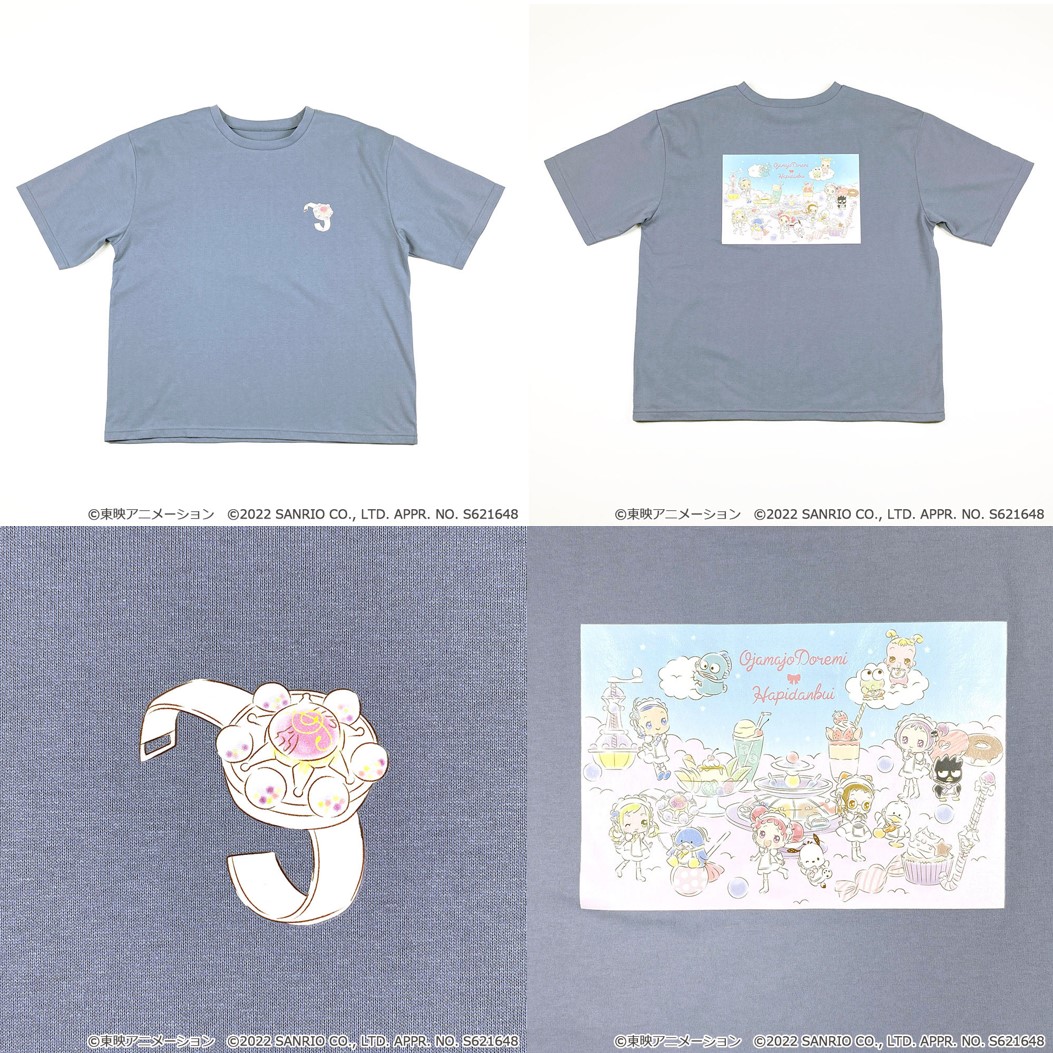 「おジャ魔女どれみ」×「はぴだんぶい（サンリオ）」バックプリントTシャツ