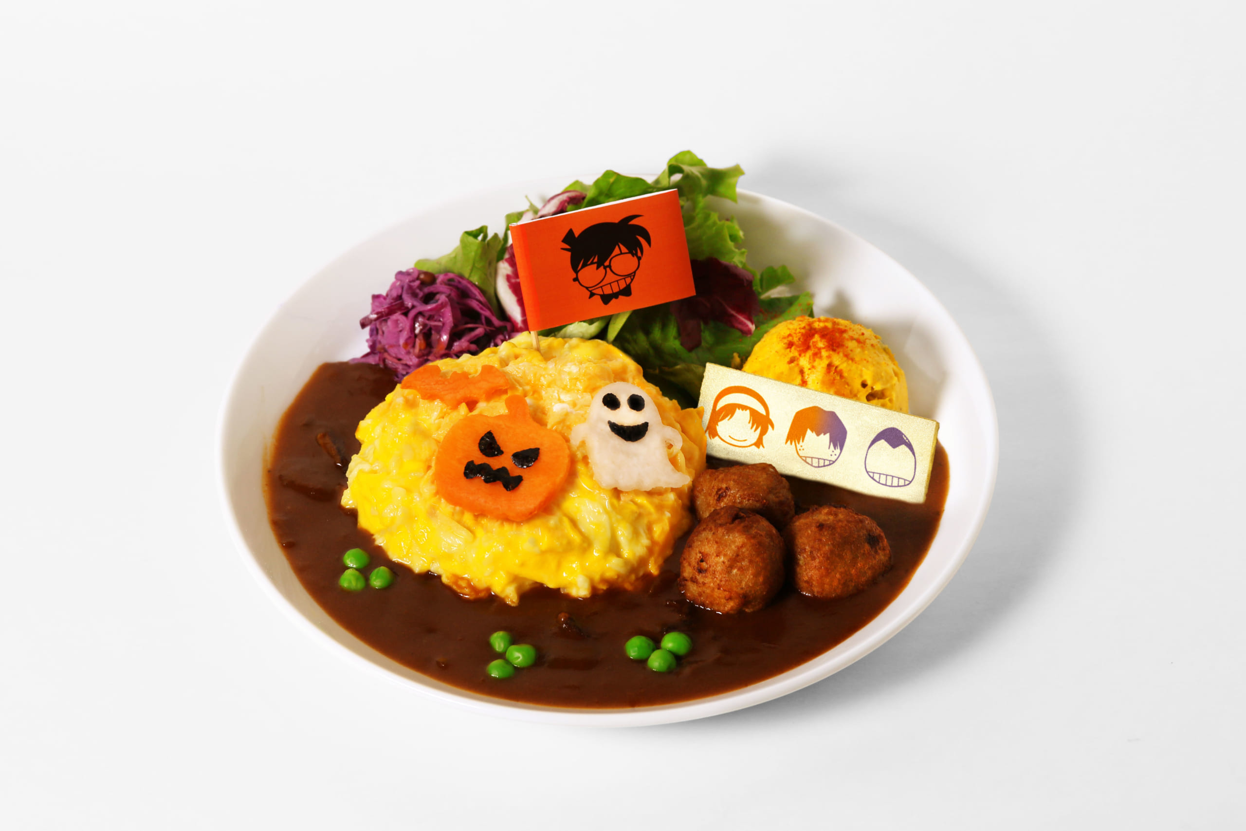 「名探偵コナン」コラボカフェ「喫茶 ハロウィンの贈り物」少年探偵団のハッピーオムライスプレート