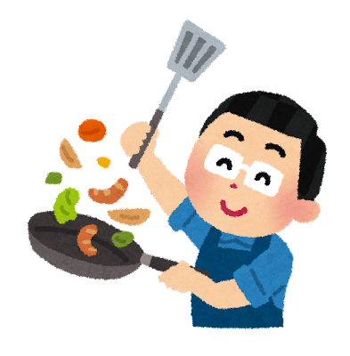 料理をするお父さんのイラスト