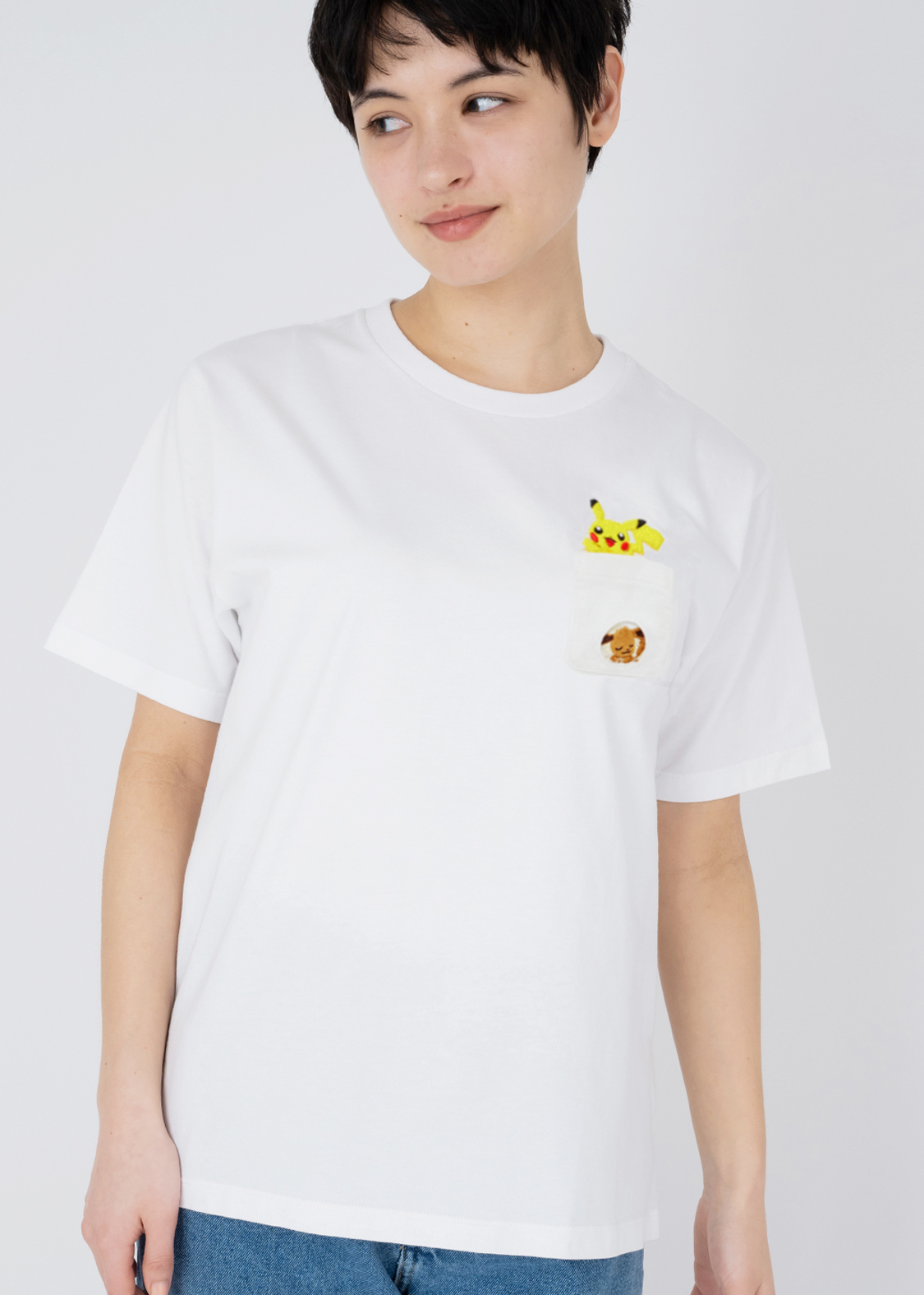 「ポケモン×グラニフ」「ピカチュウ&イーブイ ポケット」Tシャツ