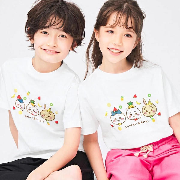 「ちいかわ×GU」KIDS グラフィックT（半袖）：990円（税込）00 WHITE（Chiikawa 4）