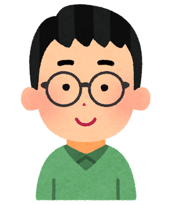 眼鏡をかけた男性のイラスト（丸メガネ）