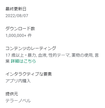 Google Play「テラーノベル」ページより
