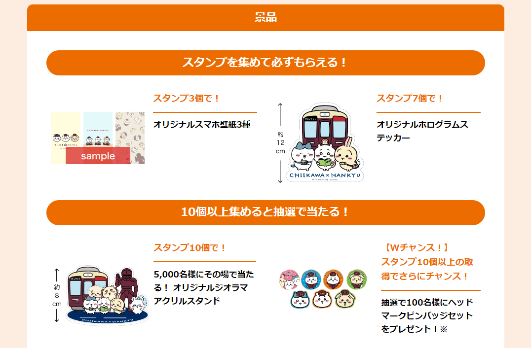 「ちいかわ×阪急電車」デジタルスタンプラリー 景品