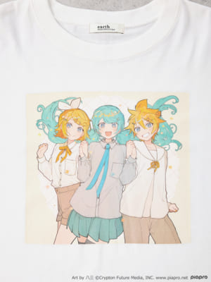 「初音ミク＆鏡音リン・レン」×「earth」初音ミク＆鏡音リン・レンプリントTシャツ　アップ