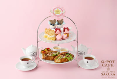 「CCさくら×Q-pot CAFE.」みんなごきげん♡なかよしアフタヌーンティーセット