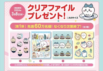 「ちいかわ×くら寿司」クリアファイルプレゼント