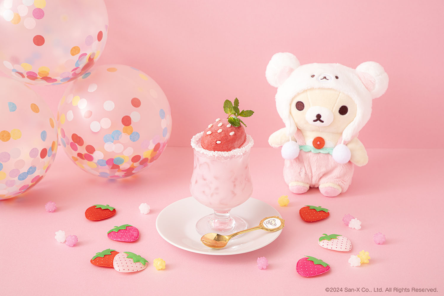 「KORILAKKUMA 20th ANNIVERSARY CAFE」コリラックマのいちごフロート　　税込1,090円