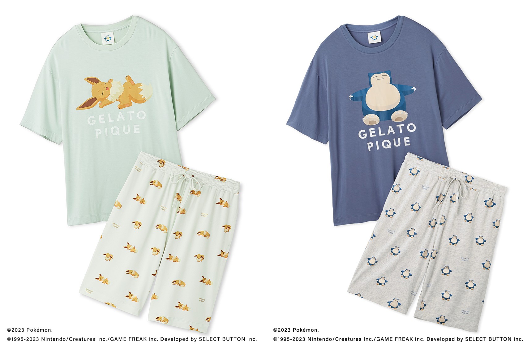 「ポケモンスリープ×ジェラート ピケ」【メンズ】接触冷感プリントTシャツ＆ハーフパンツセット