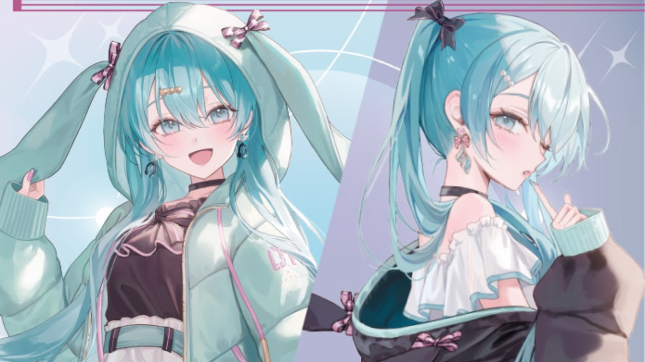 「初音ミク×MAYLA（マイラ）」新作コラボはダウンジャケット！ツインテールのようなパーカー&袖の“01”刺繍が可愛い