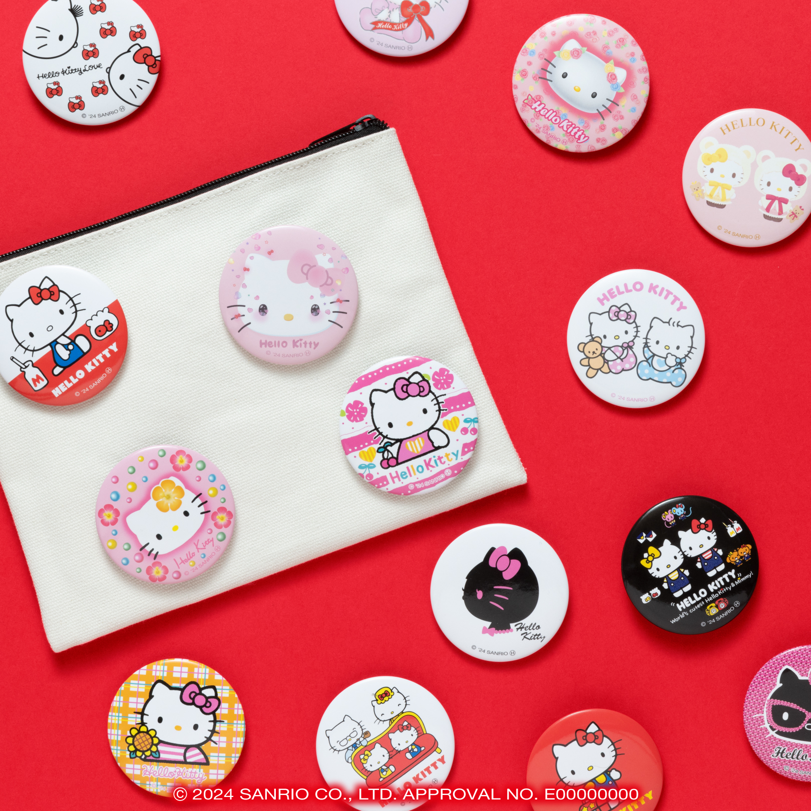 Happyくじ「HELLO KITTY 50th～ハッピーアニバーサリー★～」F賞：缶バッジSET（全8種）