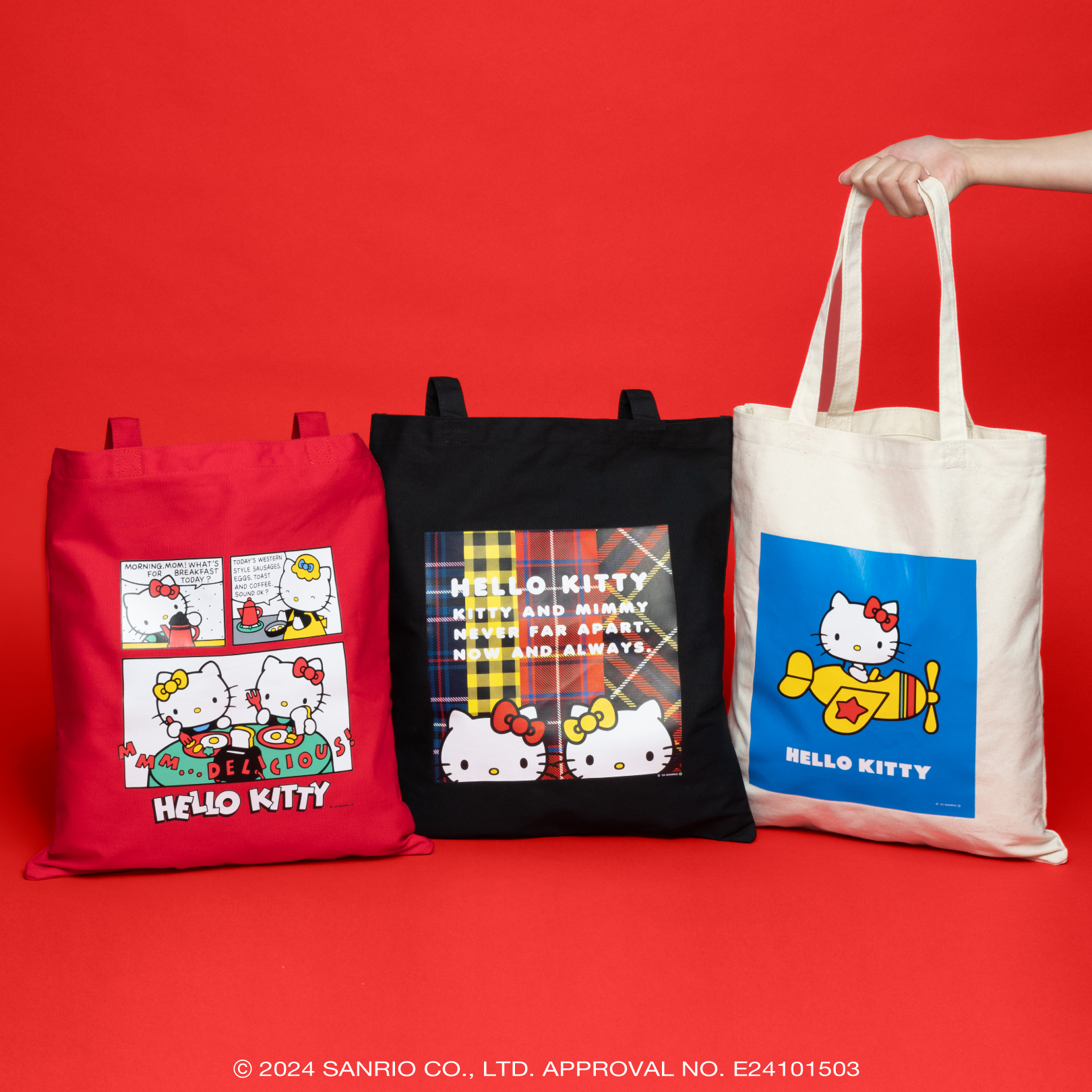 Happyくじ「HELLO KITTY 50th～ハッピーアニバーサリー★～」C賞：トートバッグ（全3種）