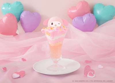 「My Melody Cafe ～Heartful Party～」がんばったけどこぼれちゃった♡マイメロディ パフェ　