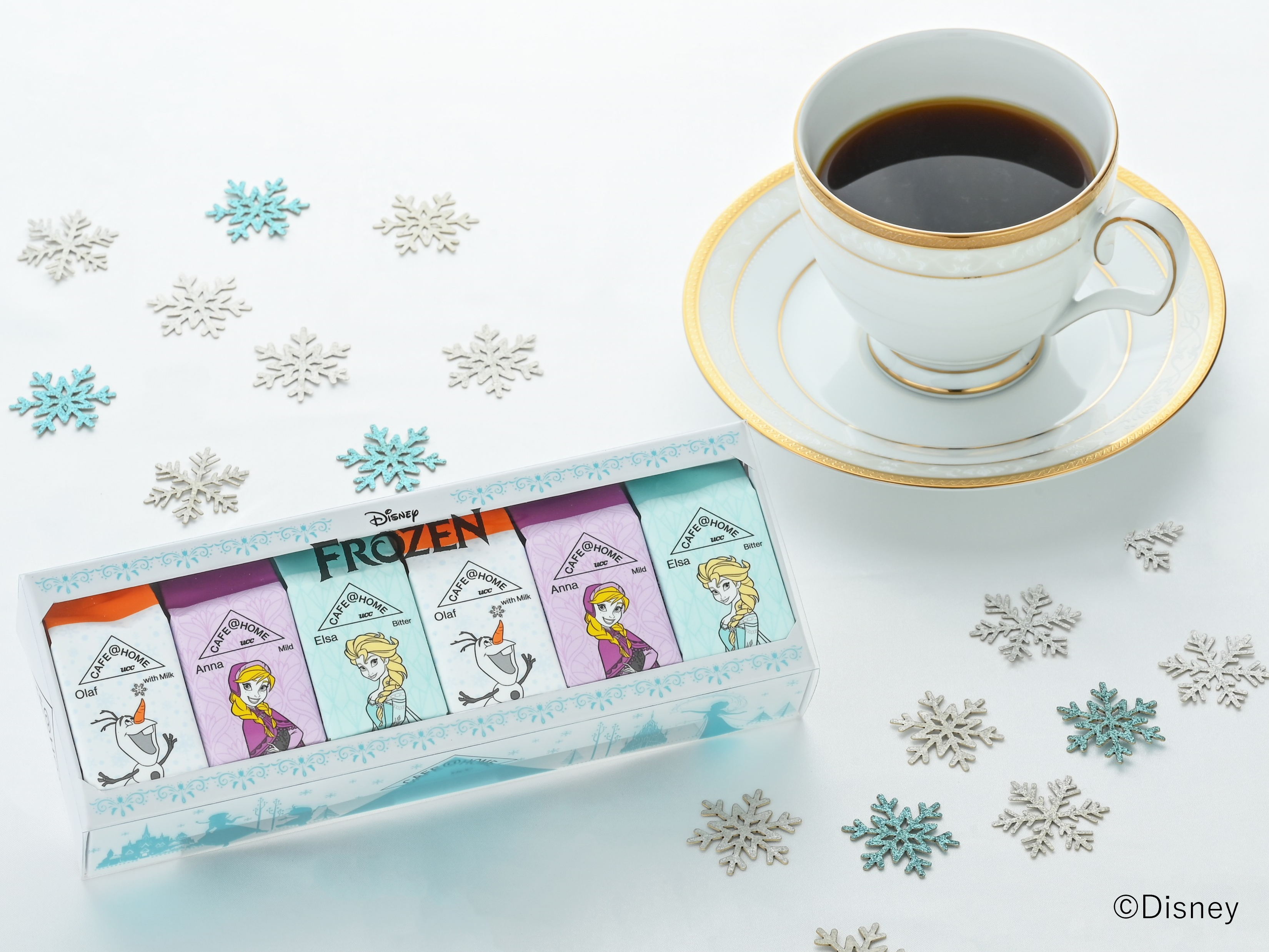 「アナと雪の女王×カフェアットホーム」3月6日コラボ商品発売！エルサ・アナ・オラフのワンドリップコーヒーが登場