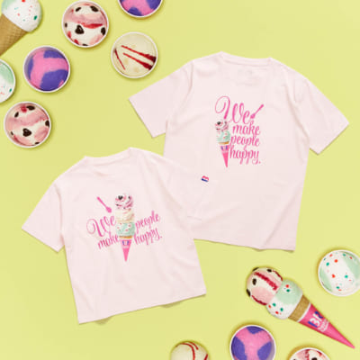 「Afternoon Tea LIVING×サーティワン アイスクリーム」キッズTシャツ ￥3,850、プリントTシャツ ￥4,950