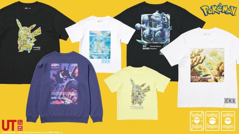 「ポケモンカード×ユニクロ」初UTコラボ！2025年8月中旬にピカチュウやメタモンのカードデザインアパレルが登場