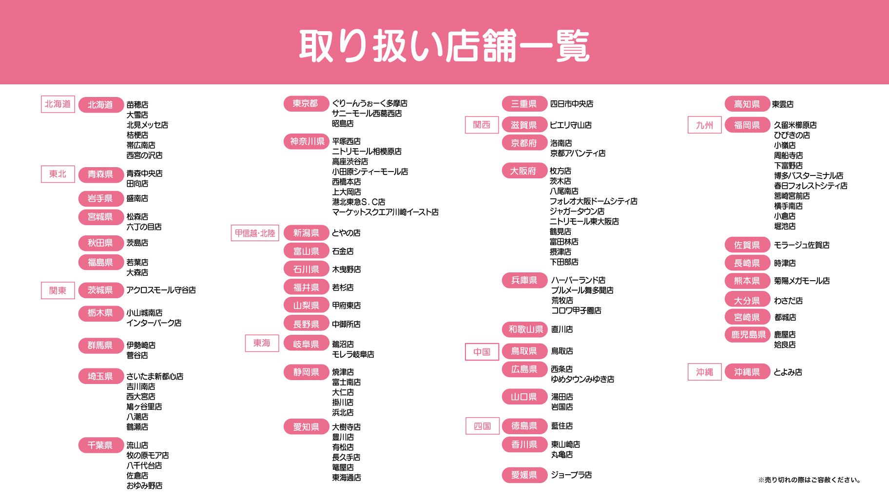 「サンリオ×アベイル」取り扱い店舗