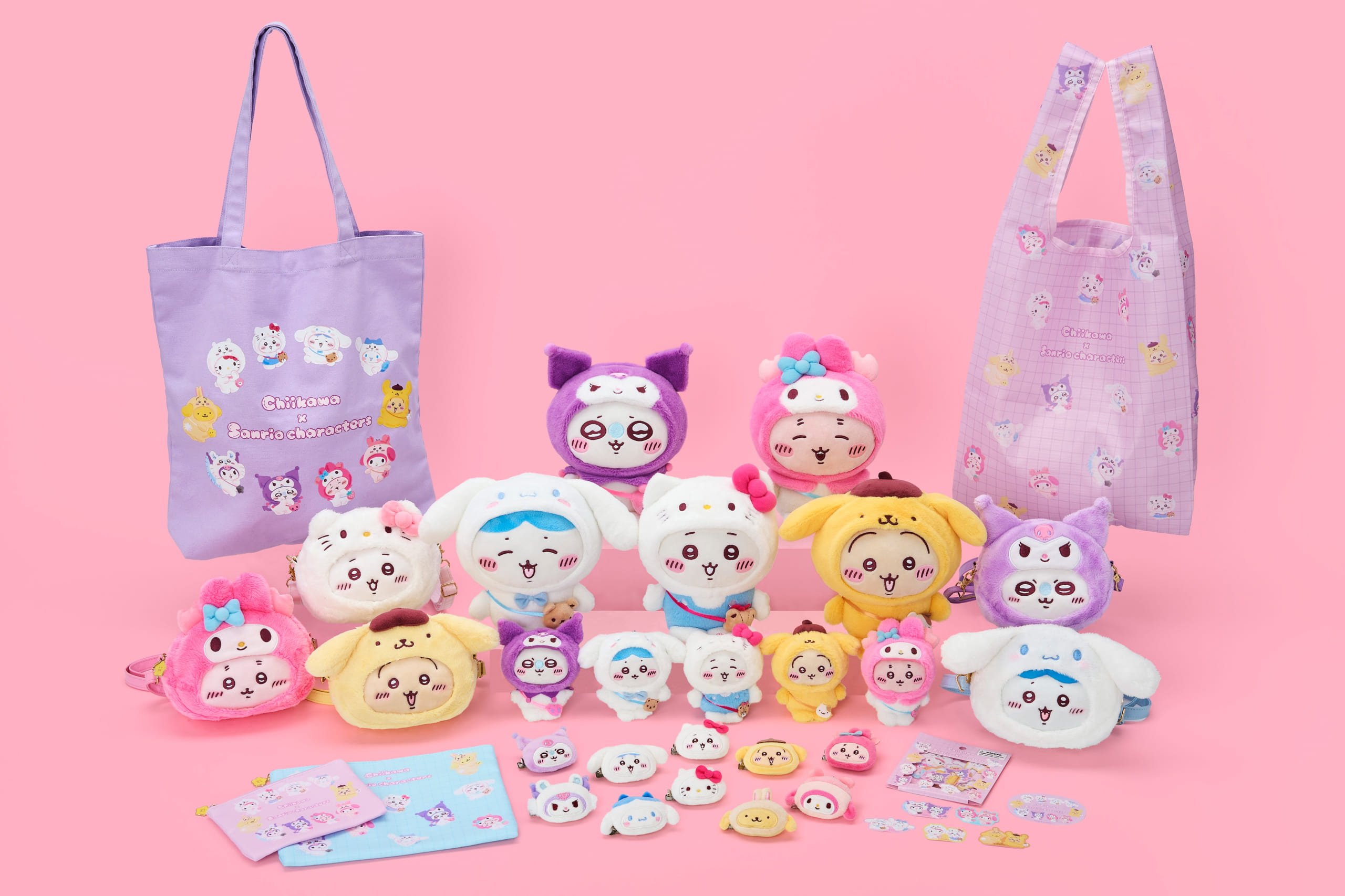 「ちいかわ×サンリオ」コラボ決定！ちいかわ＆ハローキティたちのぬいぐるみ・ポシェットがラインナップ