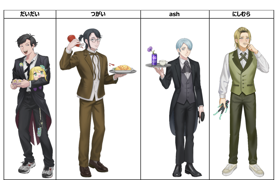 『陰キャラブコメ インシツマシマシ』叡ゲ同メンバーの執事服イメージ