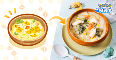 「Pokémon Sleep×あすけん」睡眠サポートレシピ「コーンシチュー」