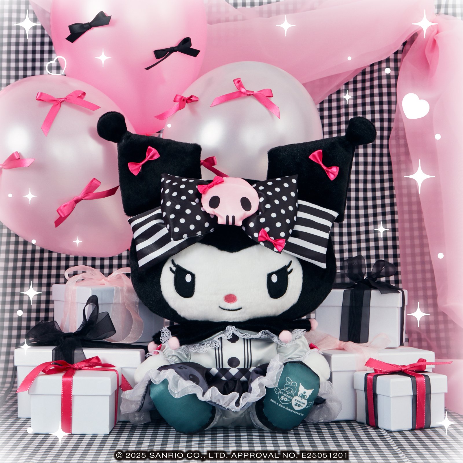 Happyくじ「My Melody ＆ Kuromi 50th＆20th Anniversaries」LAST賞：BIG! クロミ アニバーサリーぬいぐるみ
