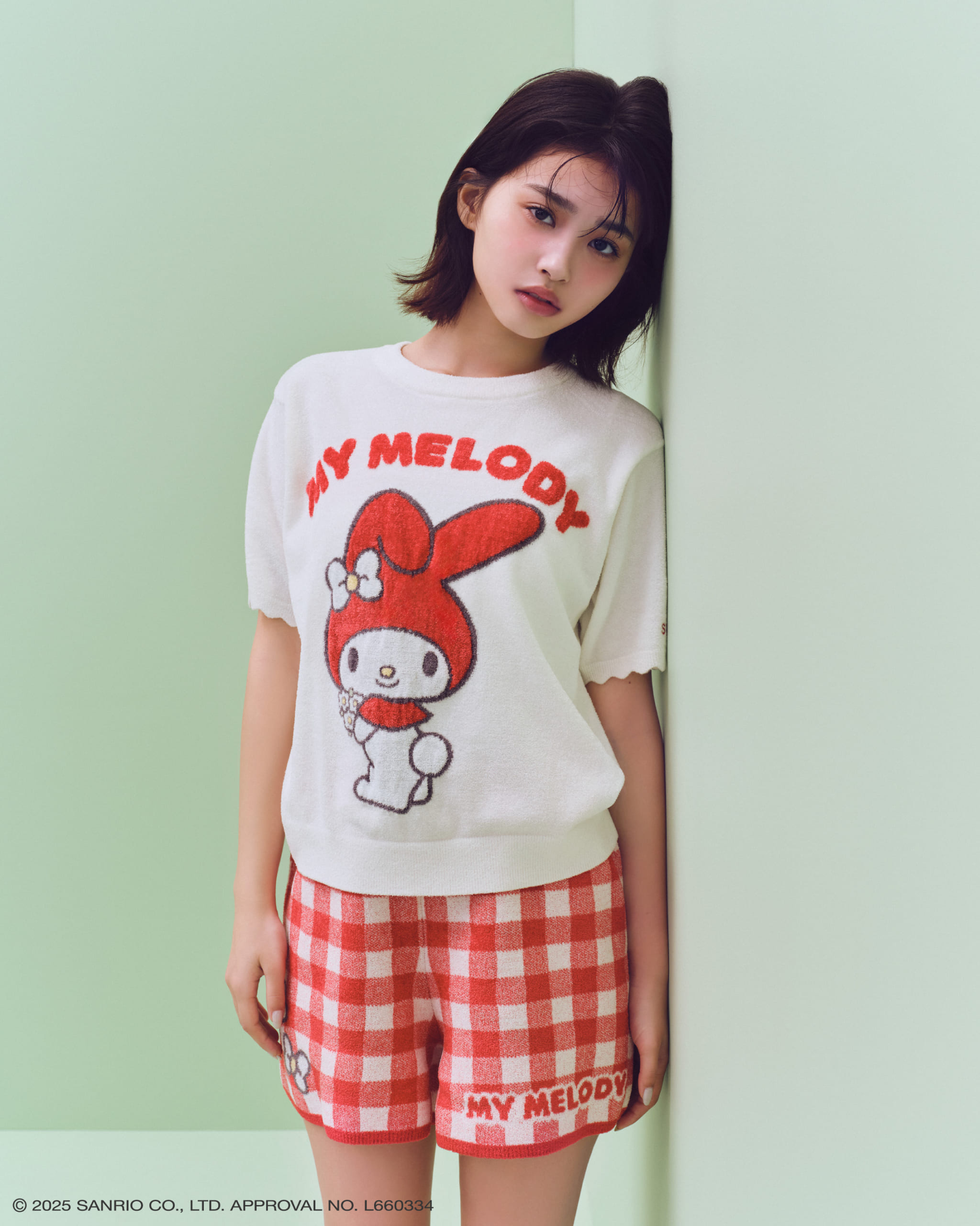 「サンリオ マイメロディ×SNIDEL HOME」ニットプルオーバー/ニットショートパンツ