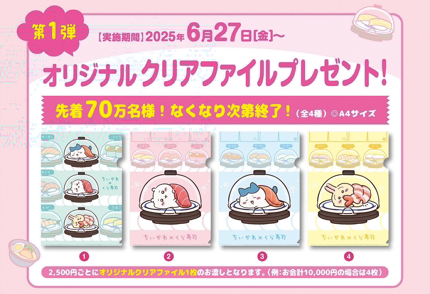 「ちいかわ×くら寿司」コラボキャンペーン クリアファイル