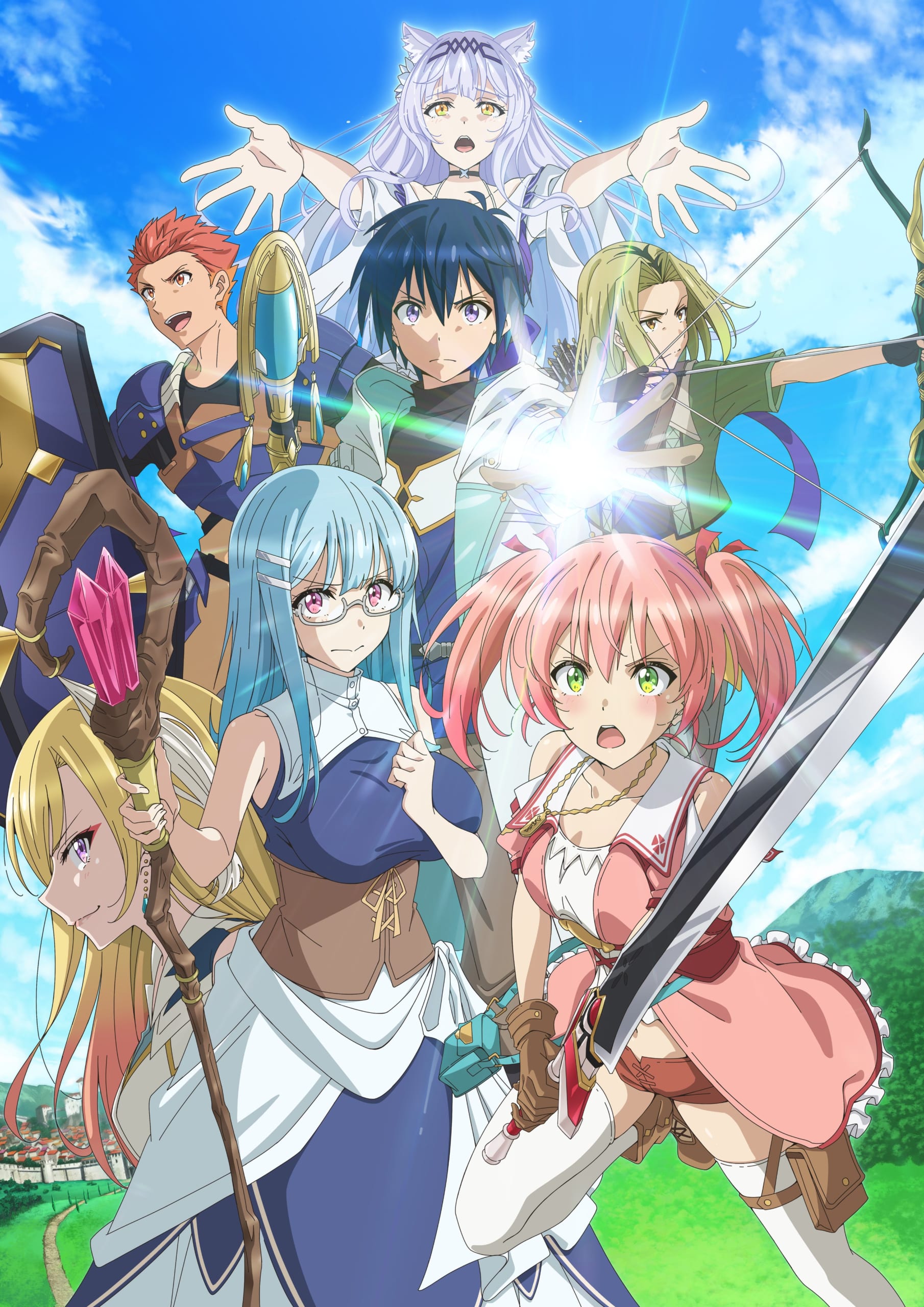 TVアニメ「勇者パーティーを追放された白魔導師、Sランク冒険者に拾われる ~この白魔導師が規格外すぎる~」キービジュアル