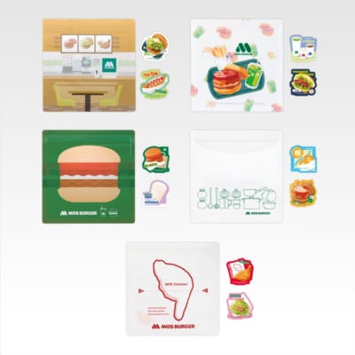 「モスバーガー×一番くじ」第2弾 E賞 ジッパーバッグ＆フレークシールセット