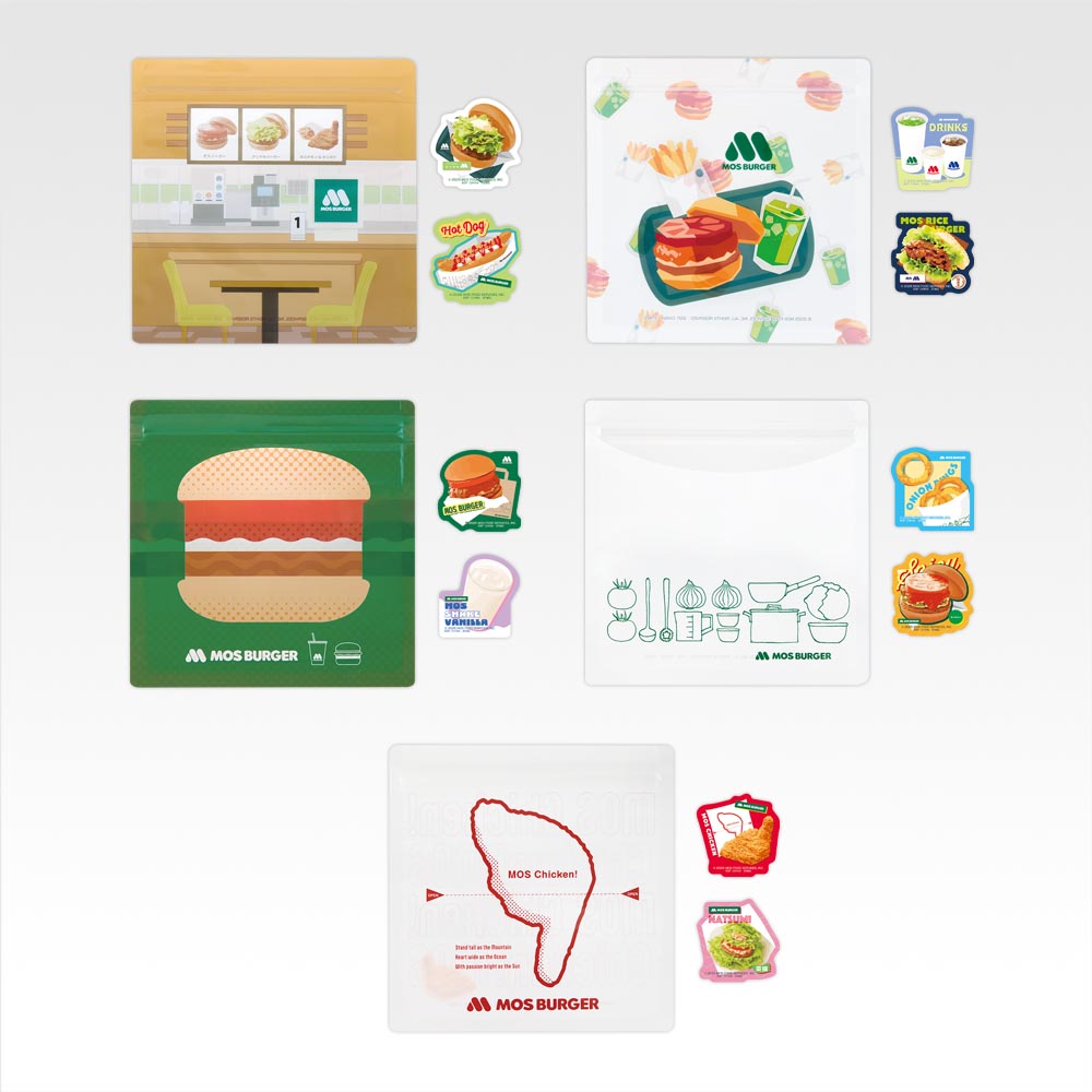 「モスバーガー×一番くじ」第2弾　E賞 ジッパーバッグ＆フレークシールセット
