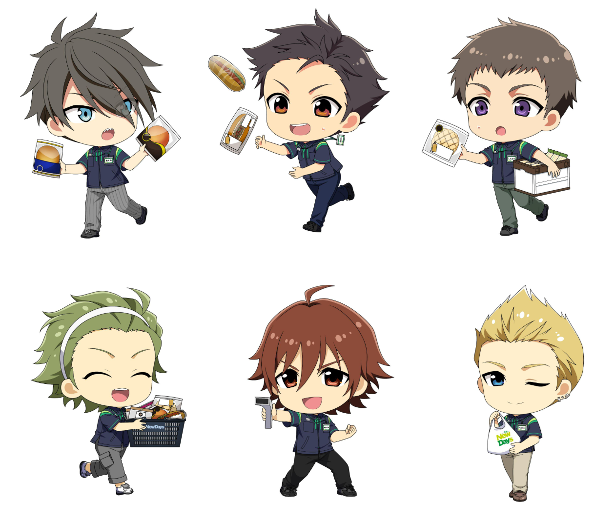 「アイドルマスター SideM×NewDays」ミニキャライラスト