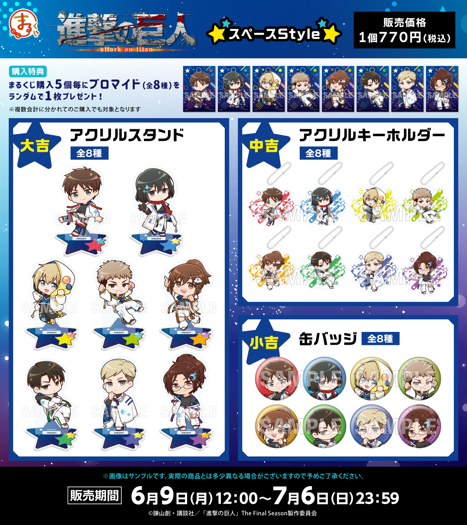 「進撃の巨人×まるくじ」商品ラインナップ