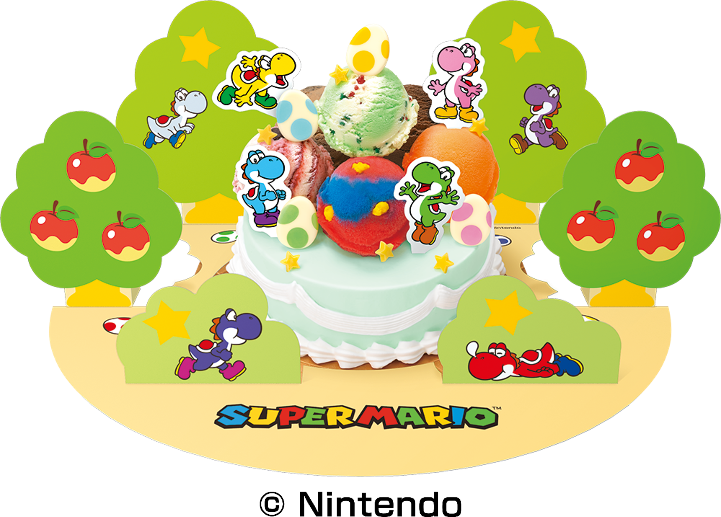 「スーパーマリオ×サーティワンアイスクリーム」ヨッシー カラフル31デコケーキ